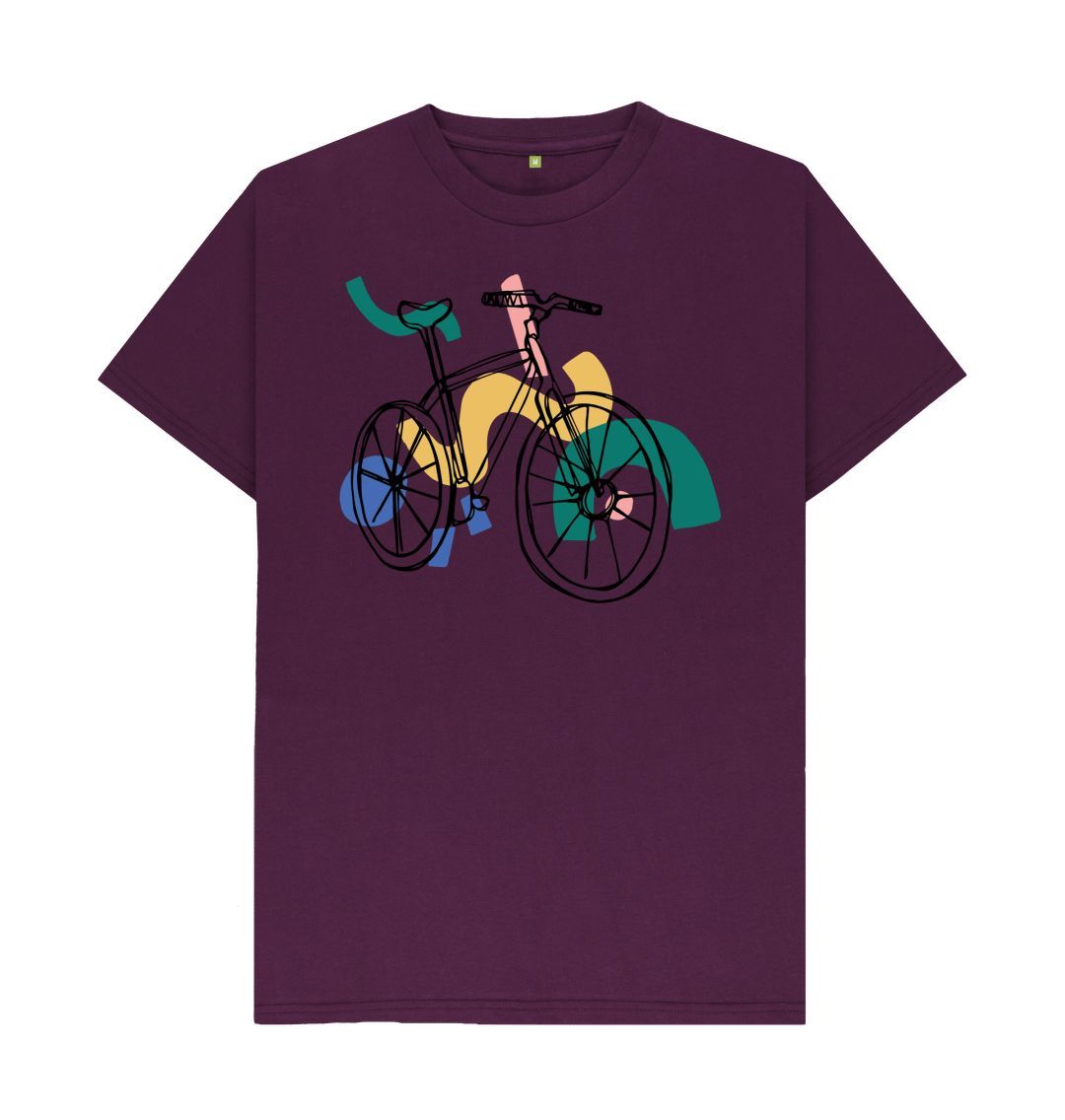 Purple Bicycle Print T-Shirt