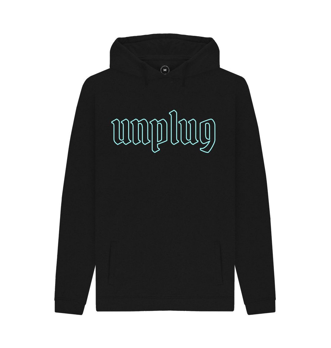 Black Men's Unplug Print Hoodie