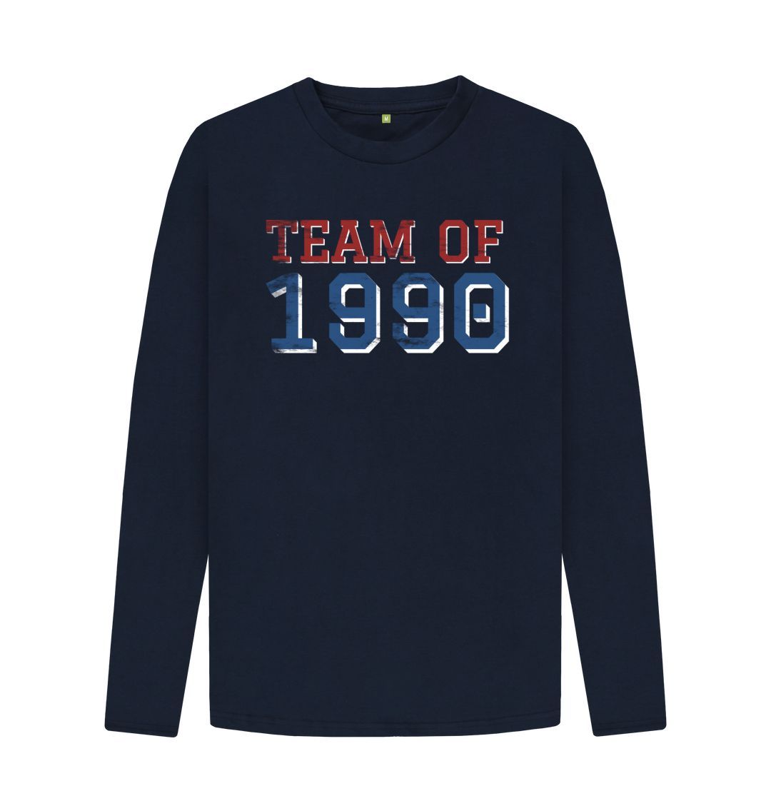 Navy Blue TEAM OF 1990 Print Men's Jumper