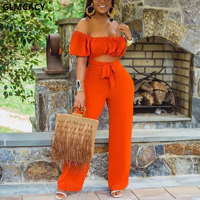 Women Off Shoulder Cut Out Jumpsuit Wide Leg Long Overalls Chic Summer Boho Beach Jumpsuits