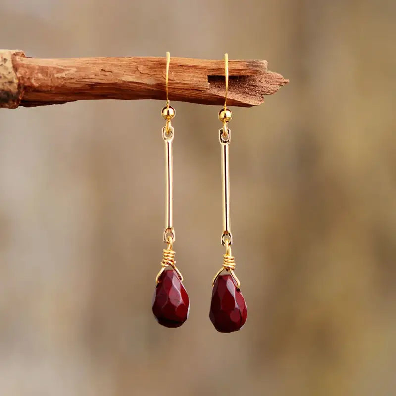 Red Jasper Dangle Earrings-0