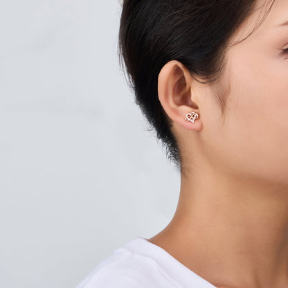 Rose Gold Plated Infinity Heart Stud Earrings Created with Zircondia® Crystals