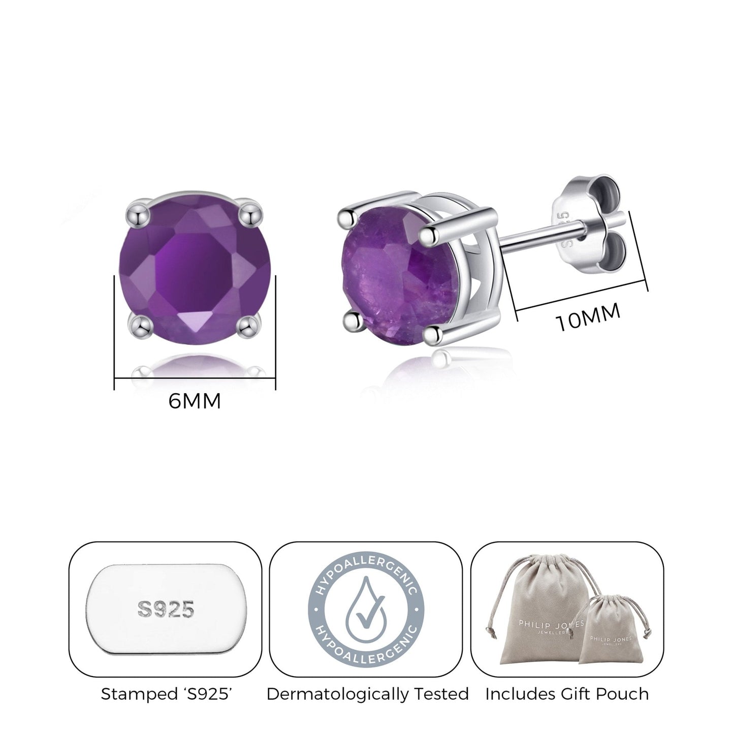 Sterling Silver Amethyst Gemstone Earrings