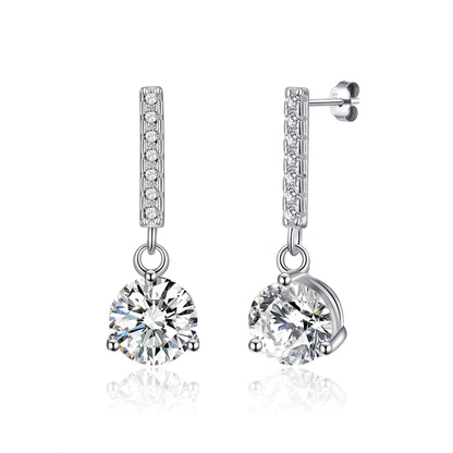 Sterling Silver Solitaire Drop Earrings Created with Zircondia® Crystals