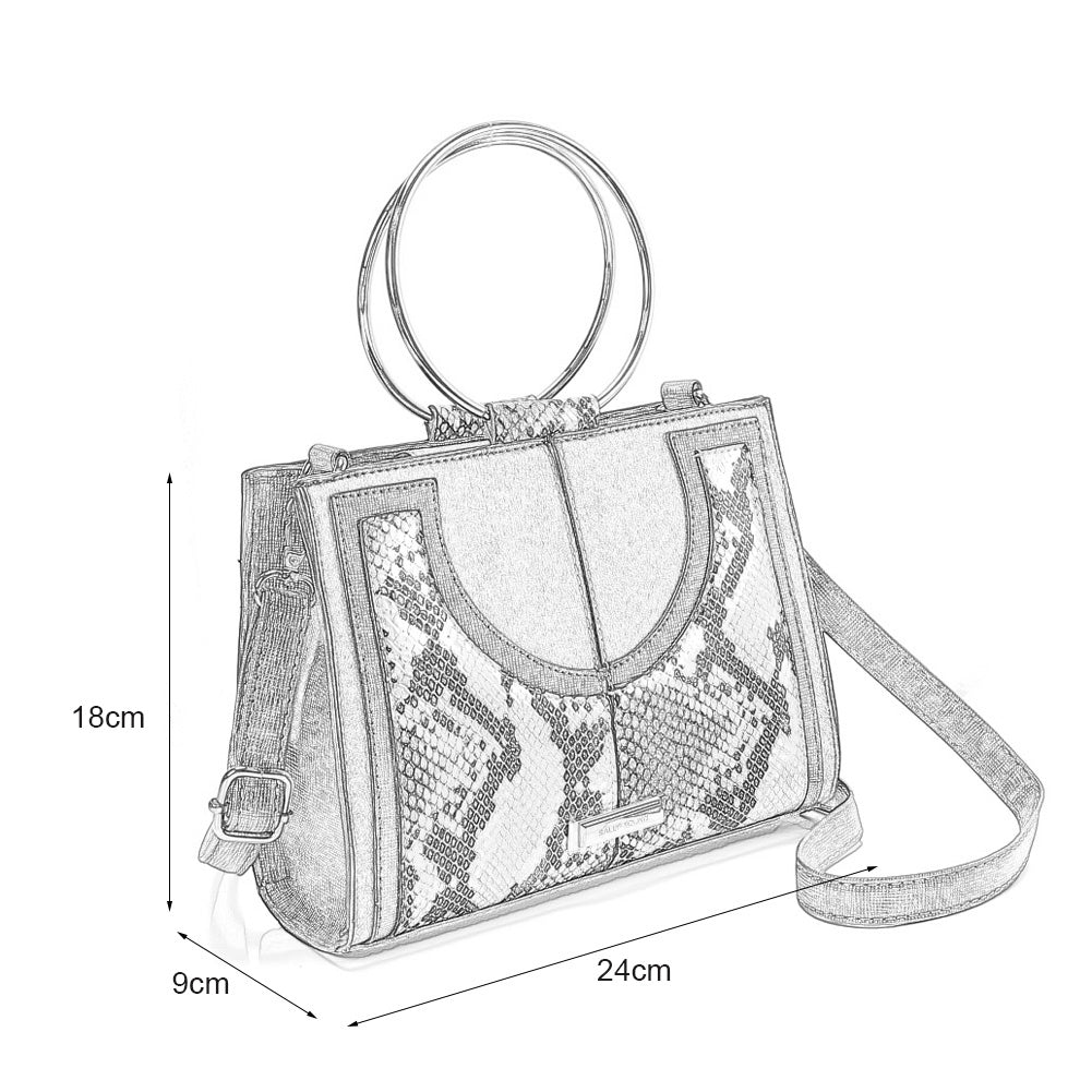 SY2175 SILVER - Generous Snakeskin Bag With Ring Handle-4