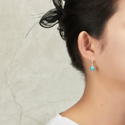 Synthetic Turquoise Gemstone Round Drop Earrings