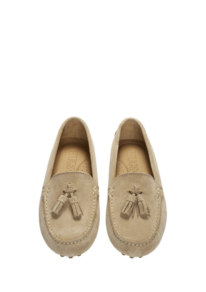 Women’s Tasselled Driving Loafers – Taupe Suede