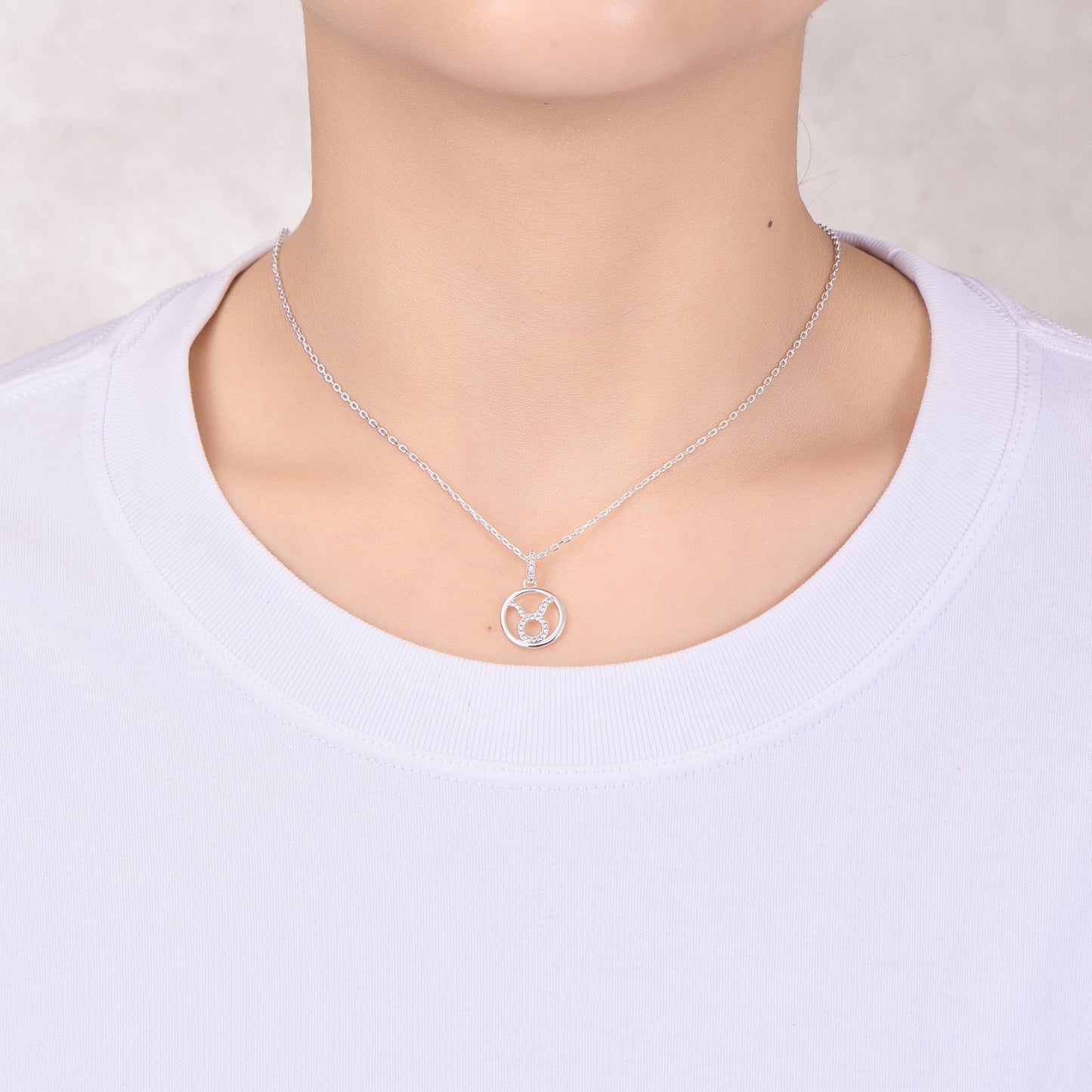 Taurus Star Sign Zodiac Necklace with Zircondia® Crystals
