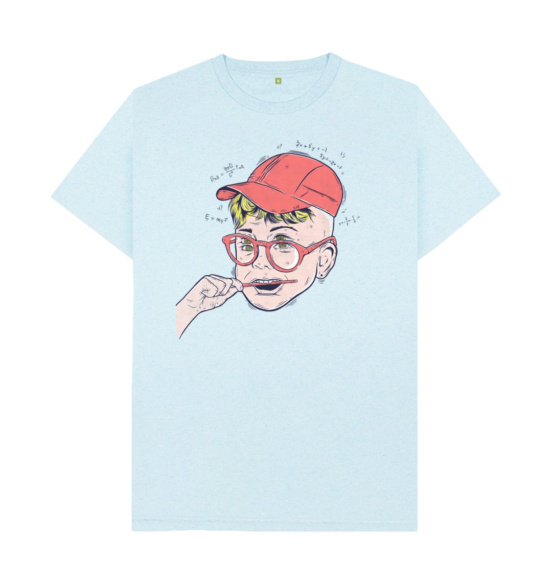 Light Blue Unisex Funny Head Print T-Shirts