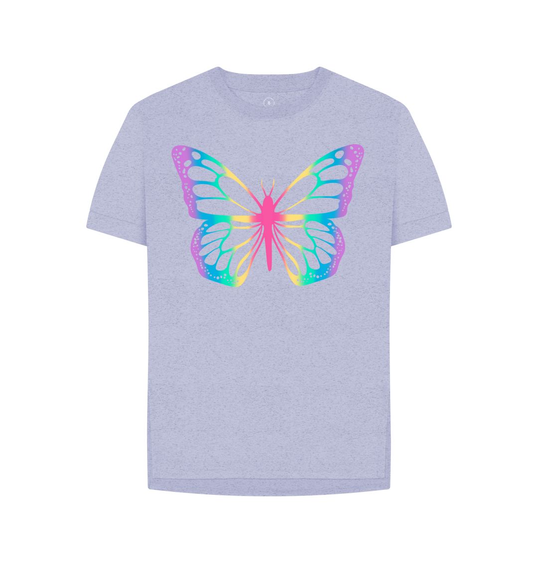 Lavender Women's Butterfly Print T-Shirts