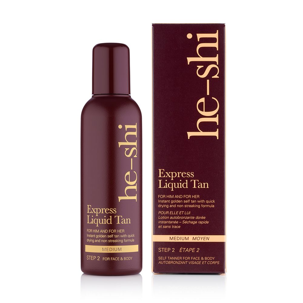 He-Shi Express Liquid Self Tan 150ml - Instant Medium Glow, Quick Dry!