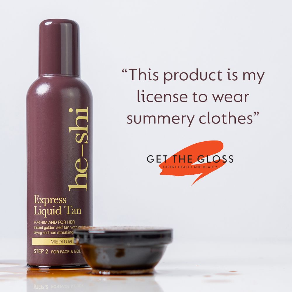 He-Shi Express Liquid Self Tan 150ml - Instant Medium Glow, Quick Dry!