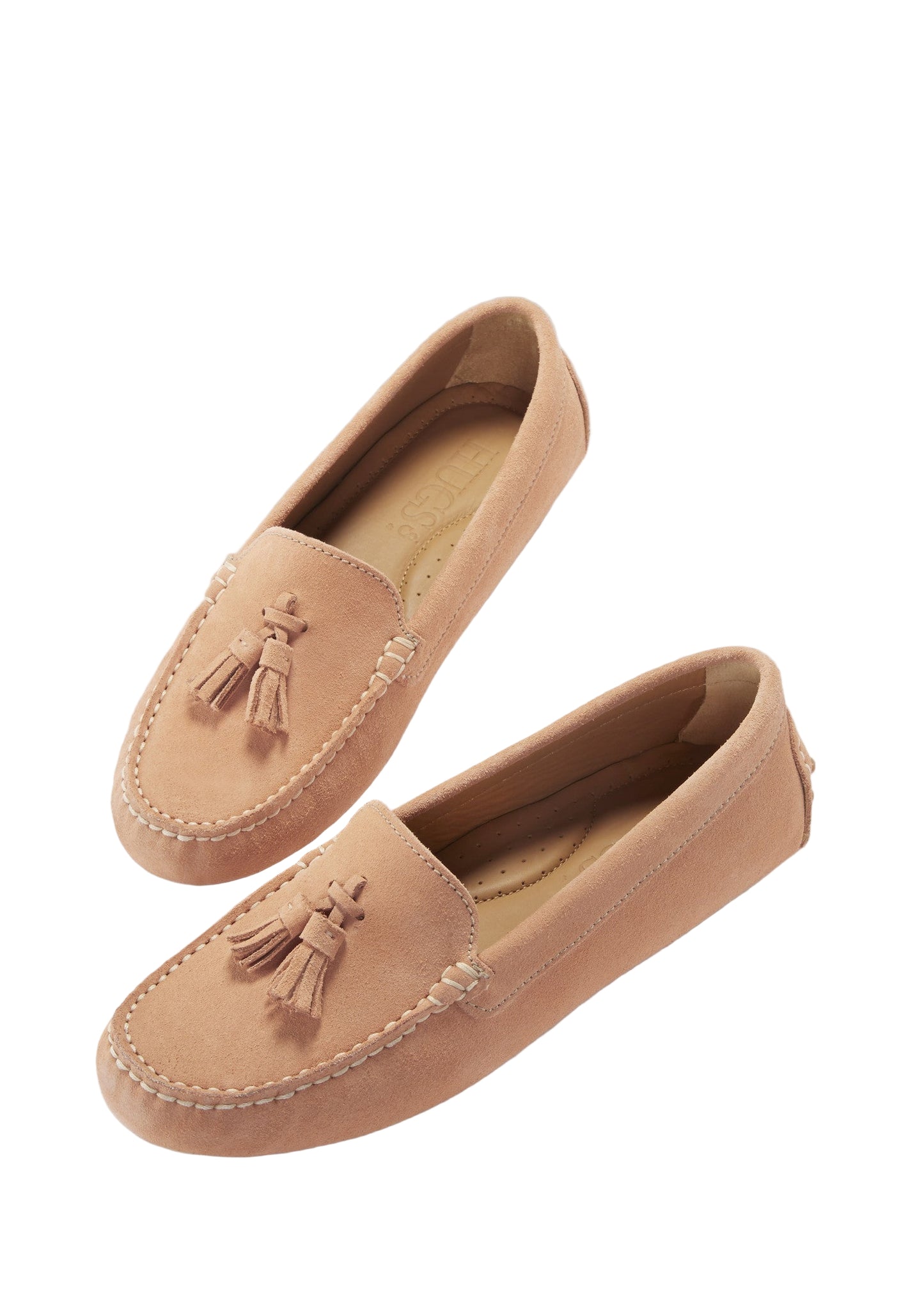 Women's Tasselled Driving Loafers, peach suede