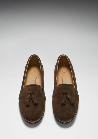 Women’s Tasselled Espadrilles – Brown Suede Slip-On Flats