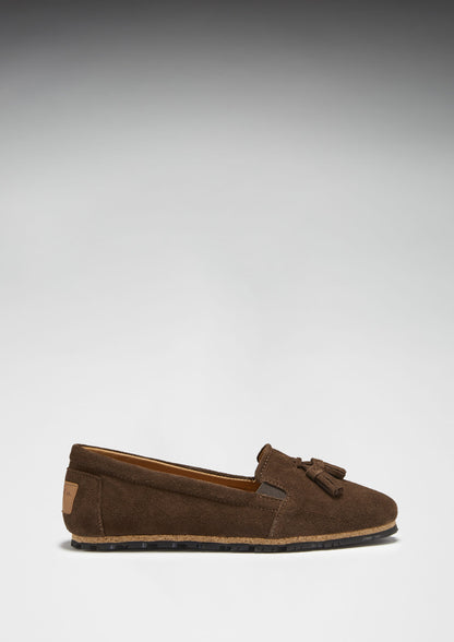 Women’s Tasselled Espadrilles – Brown Suede Slip-On Flats