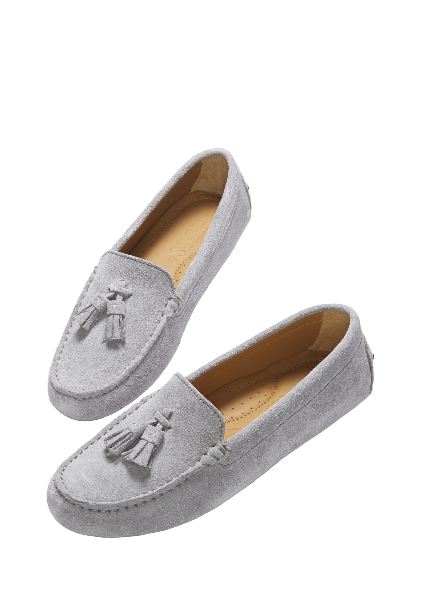 Women's Tasselled Driving Loafers, dove grey suede