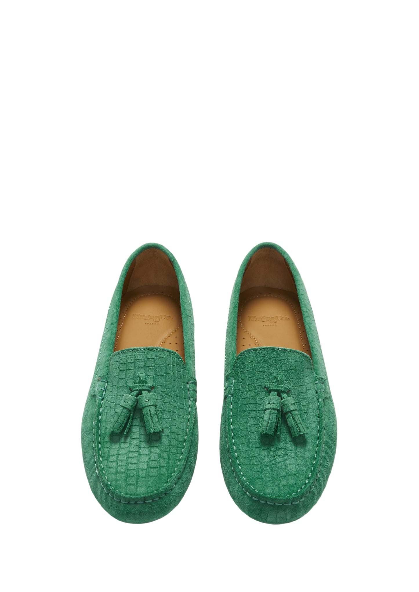 Women’s Tasselled Driving Loafers – Emerald Embossed Suede