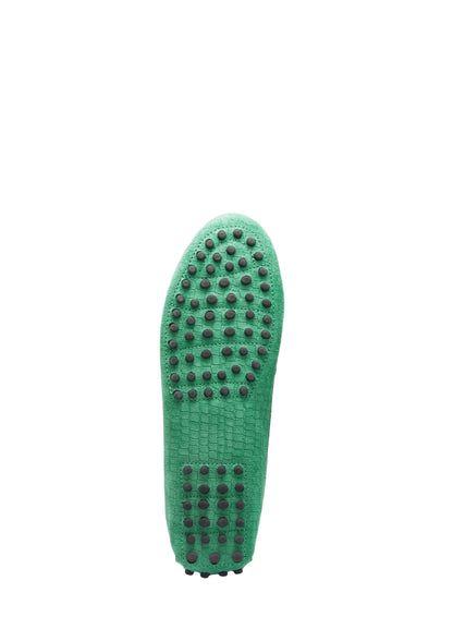 Women’s Tasselled Driving Loafers – Emerald Embossed Suede