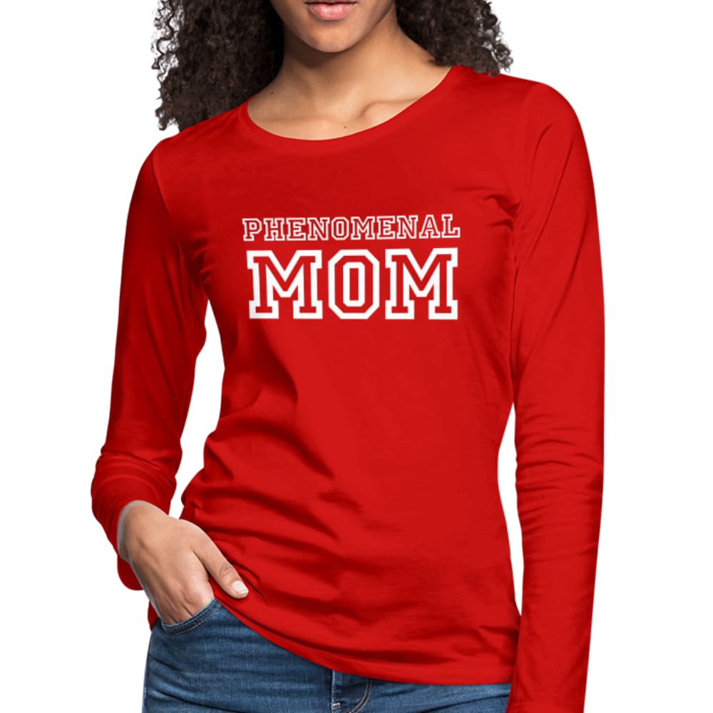 Womens Long Sleeve Graphic Tee, Phenomenal MOM Print-6