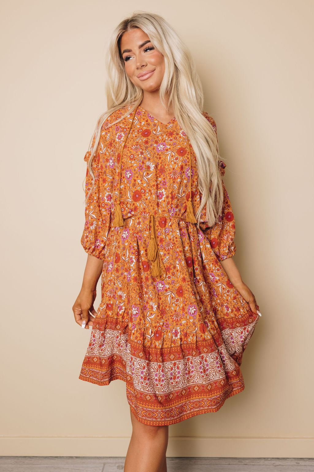 Danna Boho Floral Dress-0