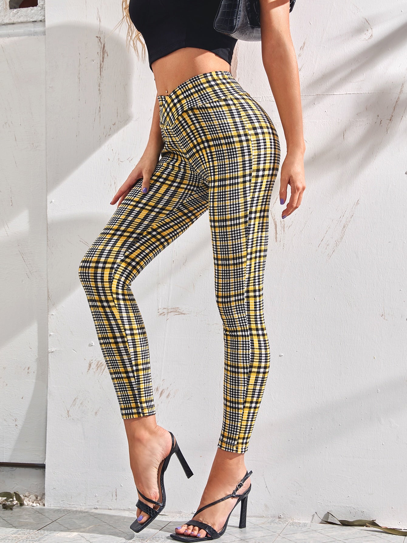 Priv Plaid Overlap Waistband Trousers