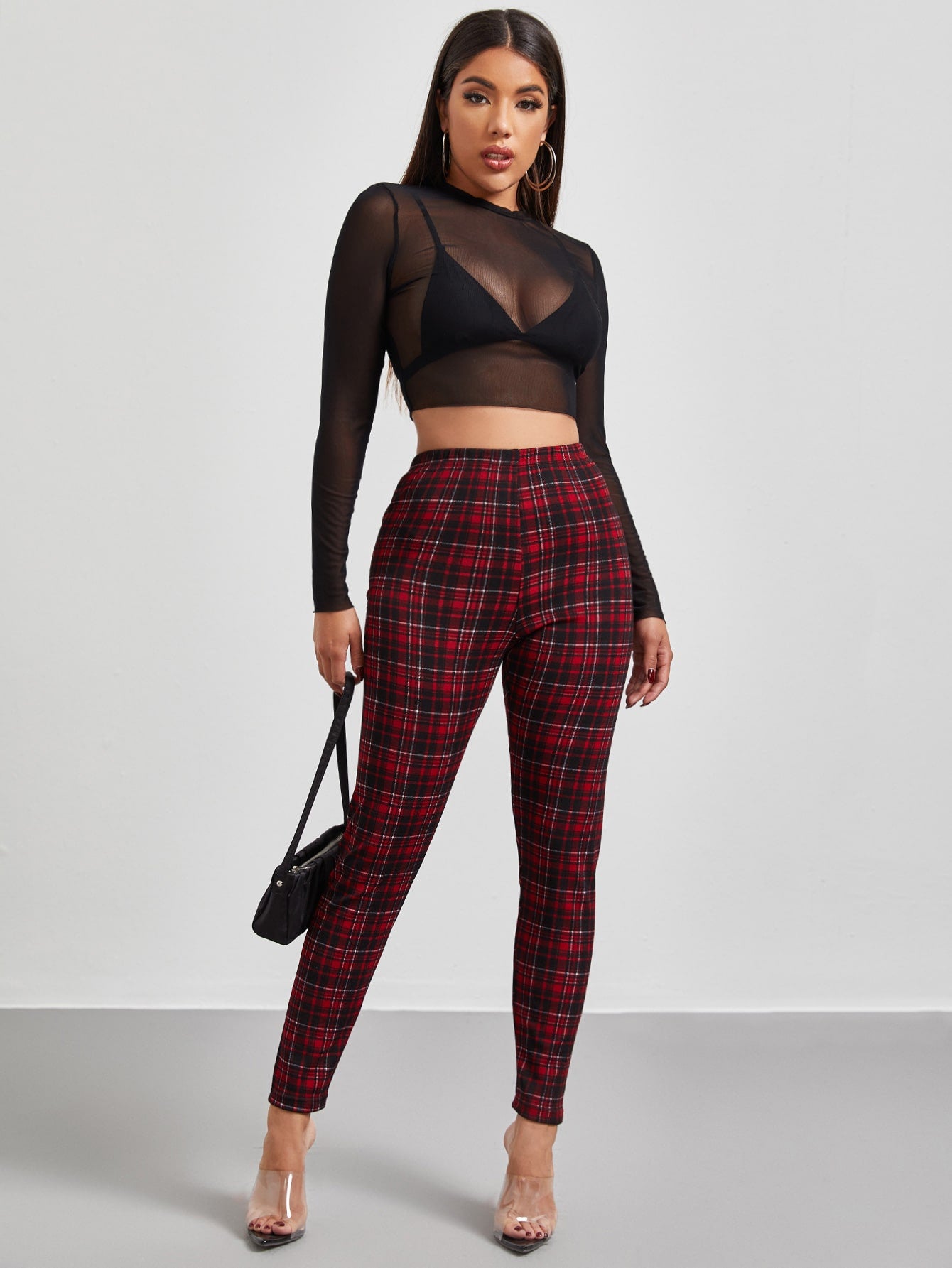 Essnce High Waist Plaid Leggings