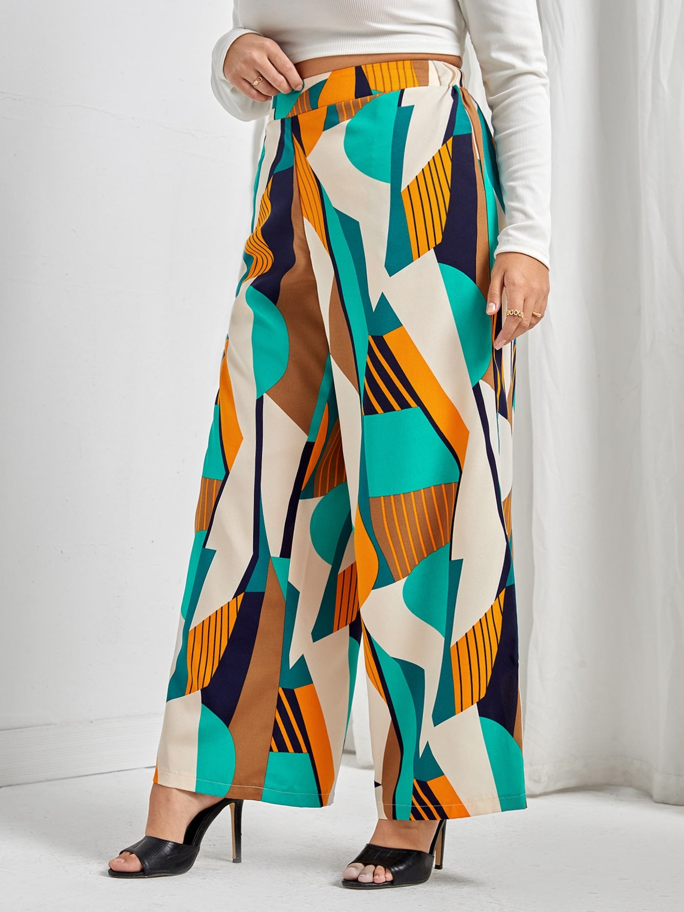 Clasi Plus Geo Print Wide Leg Trousers