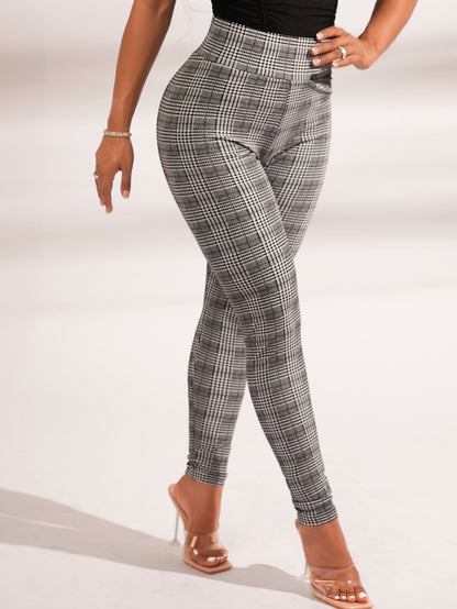 SXY Leggings mit breitem Bund und Karomuster
