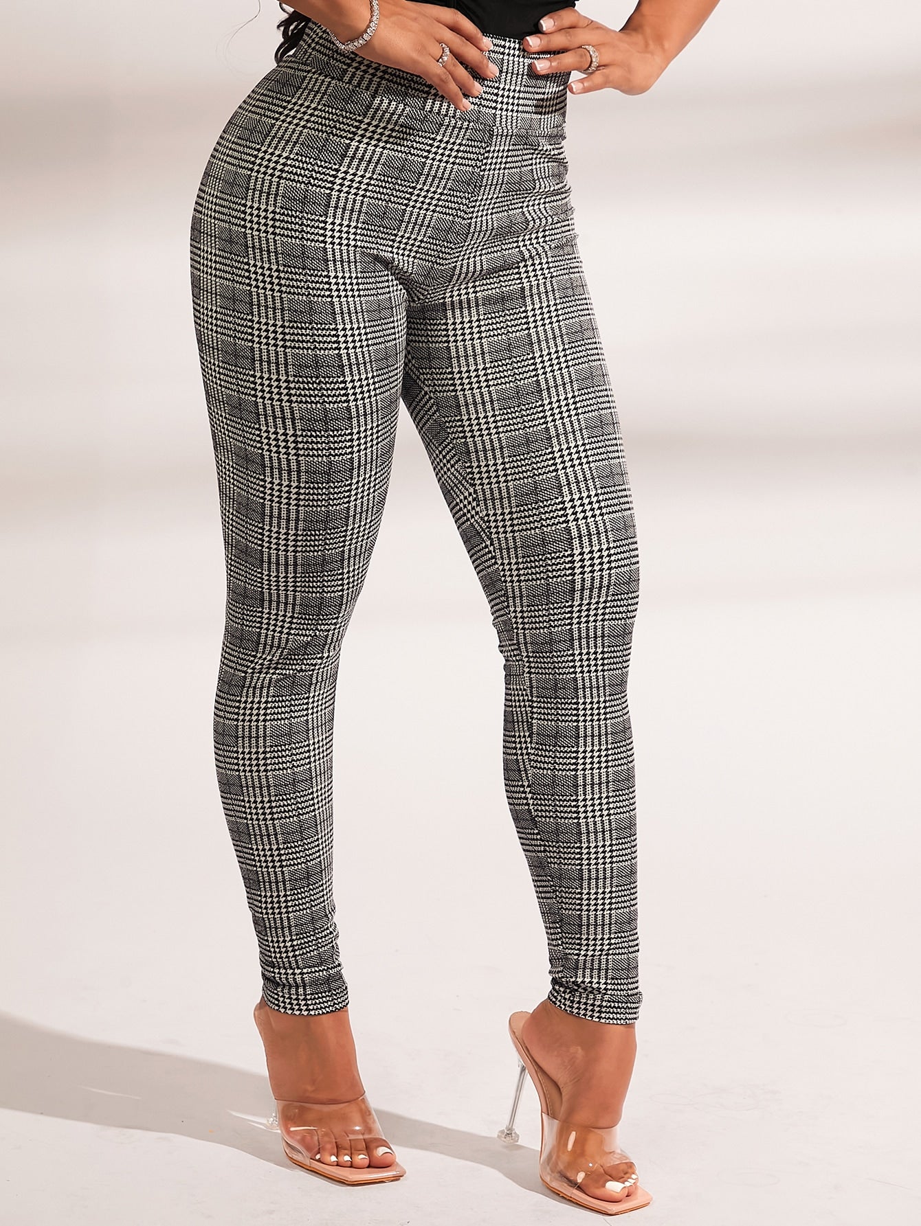 SXY Plaid Print Wideband Waist Leggings