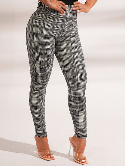 SXY Leggings mit breitem Bund und Karomuster