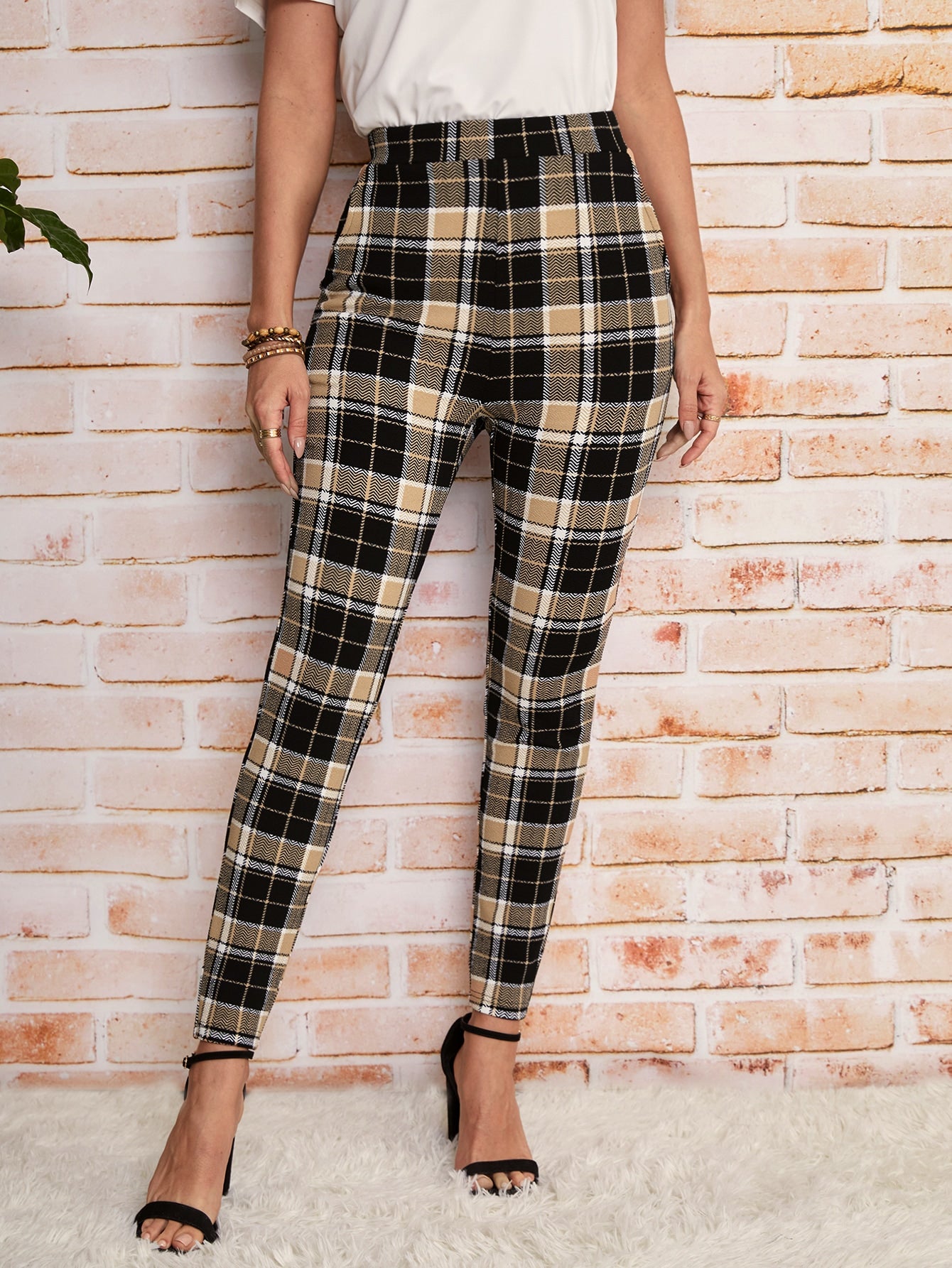 Clasi High Waist Plaid Leggings