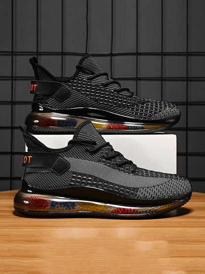 Herren-Laufschuhe zum Schnüren mit Buchstaben-Print-Design, Sportschuhe aus sportlichem Outdoor-Material mit runder Zehenpartie