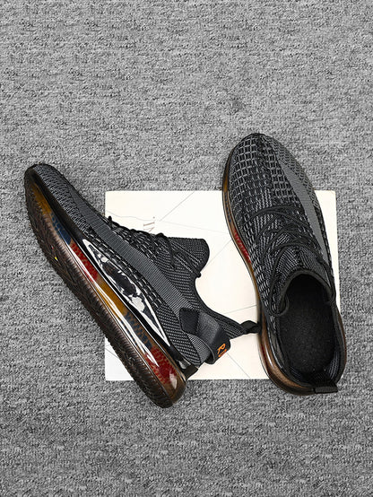 Herren-Laufschuhe zum Schnüren mit Buchstaben-Print-Design, Sportschuhe aus sportlichem Outdoor-Material mit runder Zehenpartie