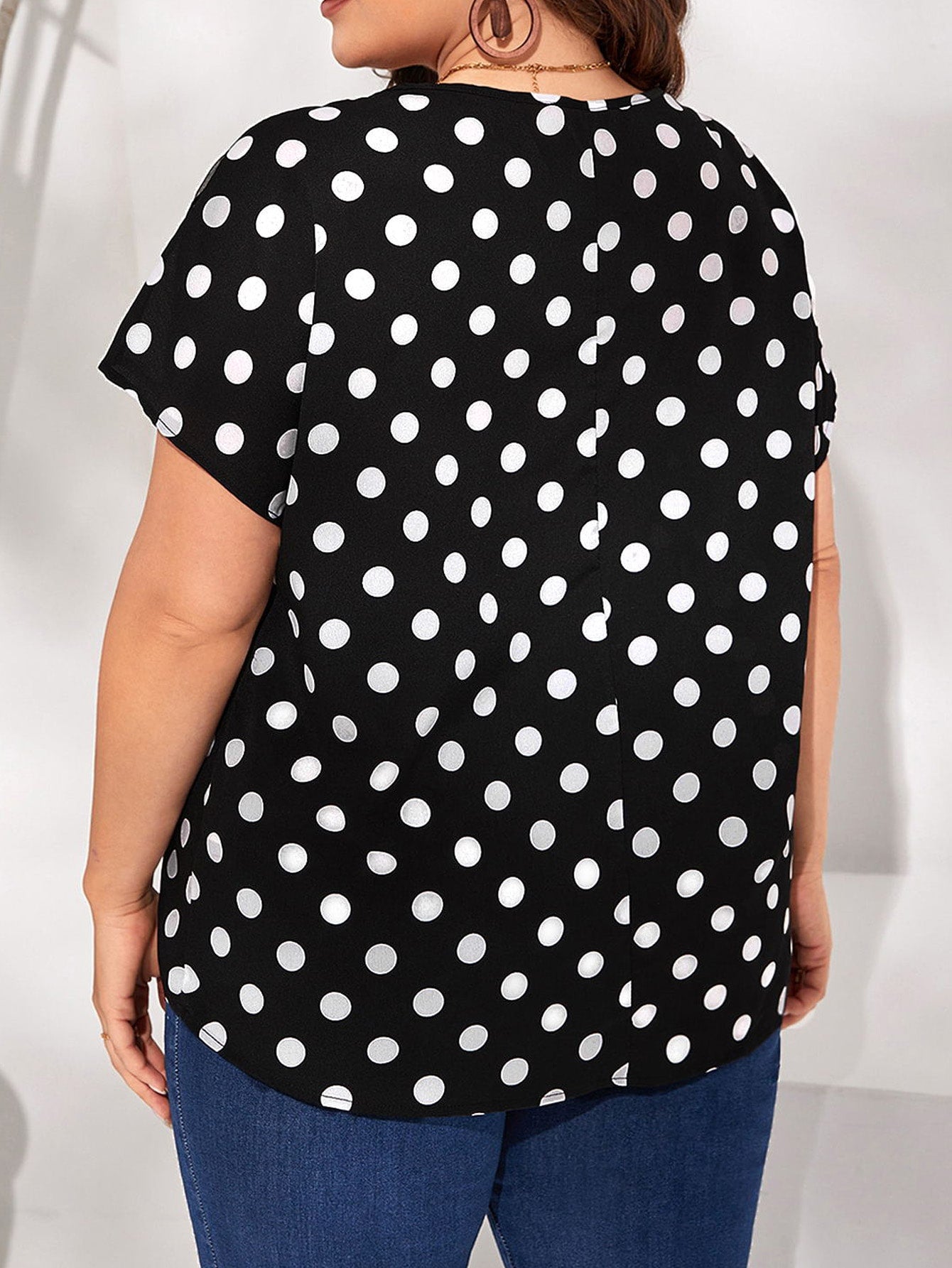 Clasi Plus Mesh Insert Polka Dot Top