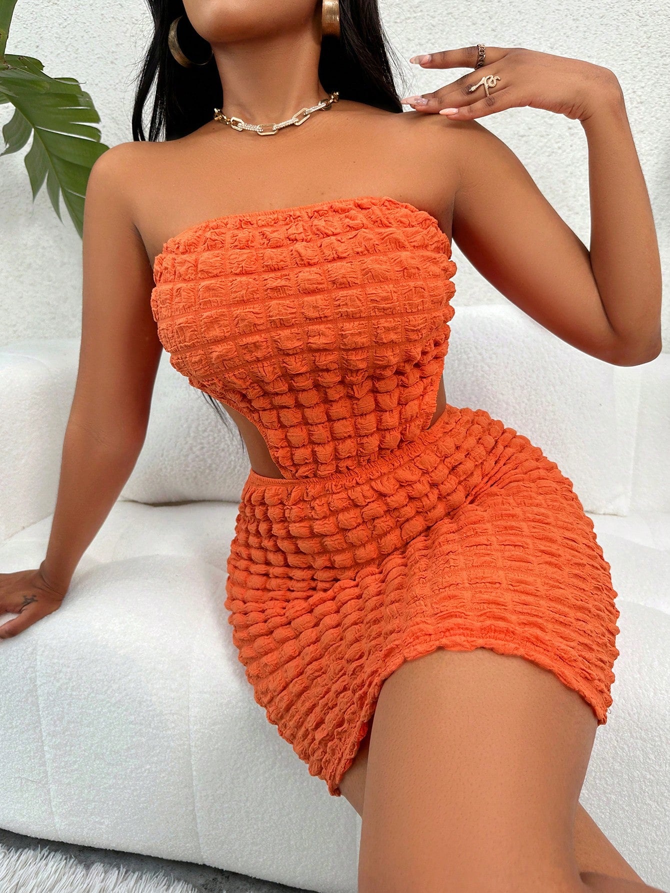 SXY Cut Out Waist Tube Bodycon Dress