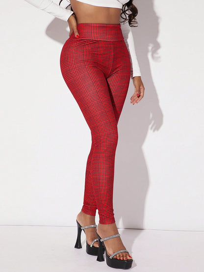 SXY Leggings mit breitem Bund und Karomuster