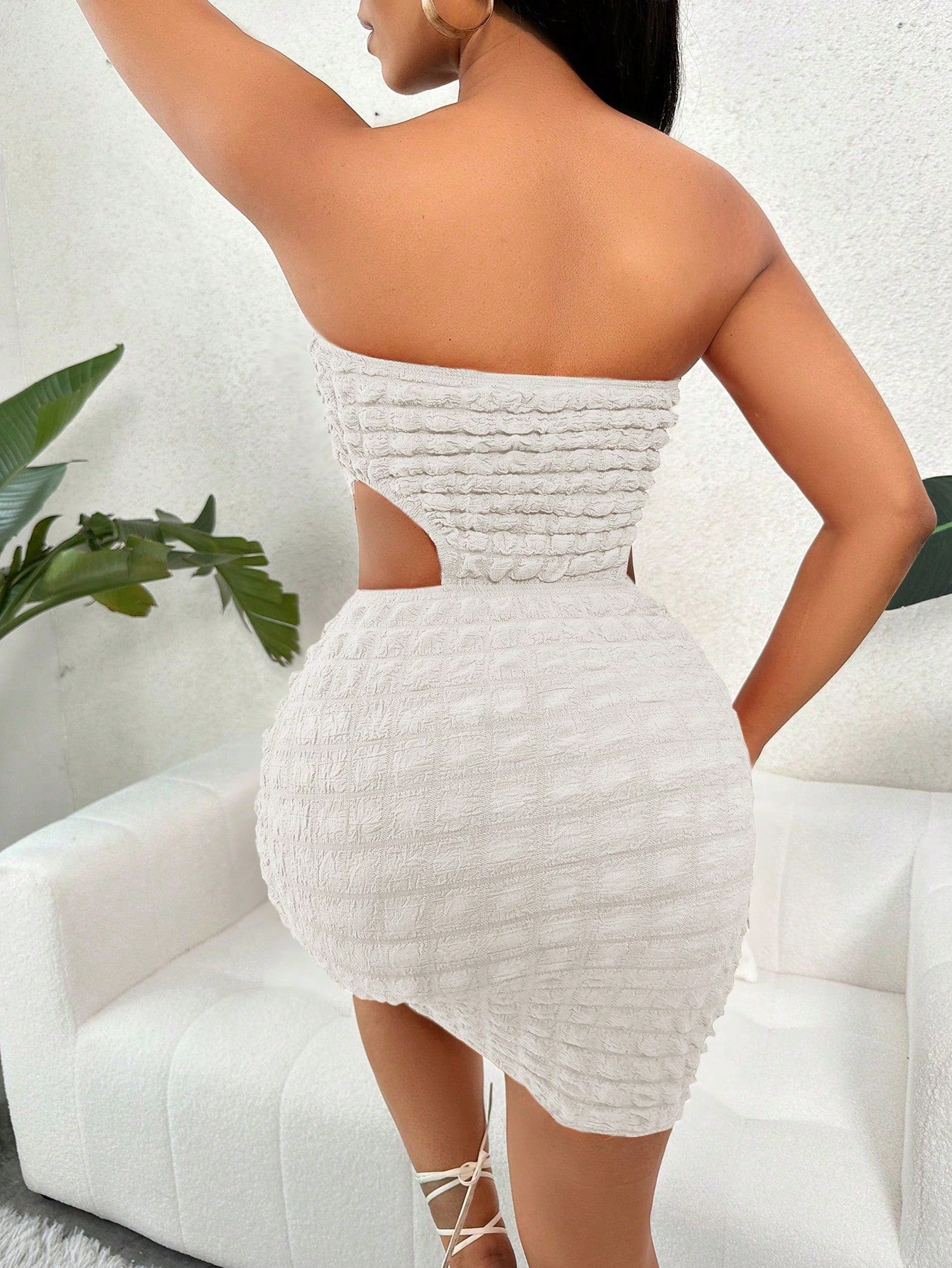 SXY Cut Out Waist Tube Bodycon Dress