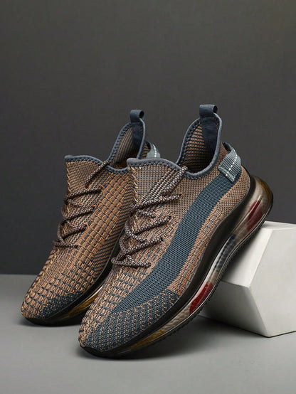 Herren-Laufschuhe zum Schnüren mit Buchstaben-Print-Design, Sportschuhe aus sportlichem Outdoor-Material mit runder Zehenpartie