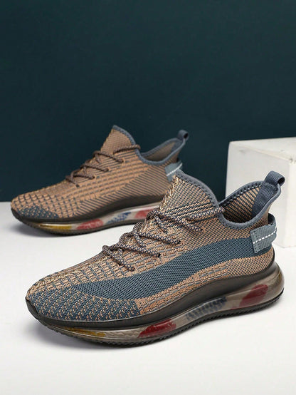 Herren-Laufschuhe zum Schnüren mit Buchstaben-Print-Design, Sportschuhe aus sportlichem Outdoor-Material mit runder Zehenpartie