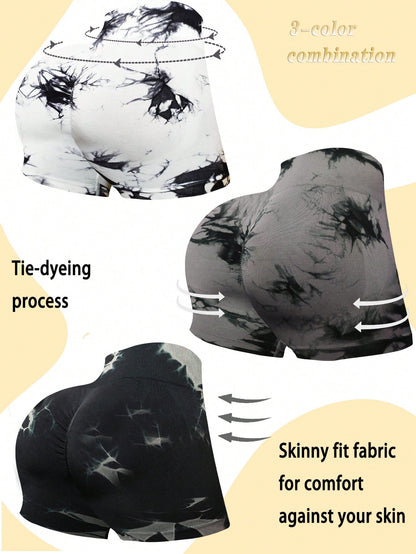 6 Stücke Sportshorts mit Batikmuster und breitem Bund