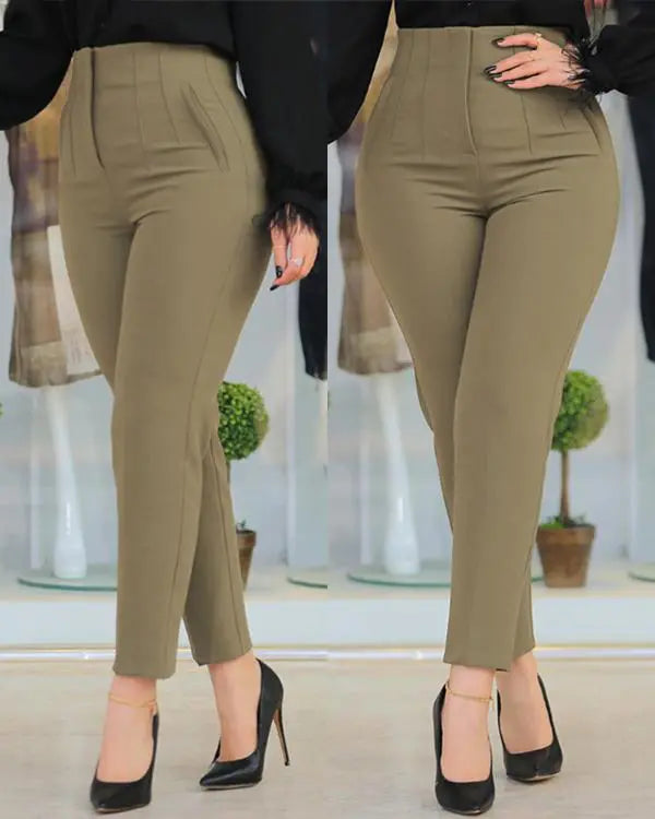 High Waist Cropped Work Pants