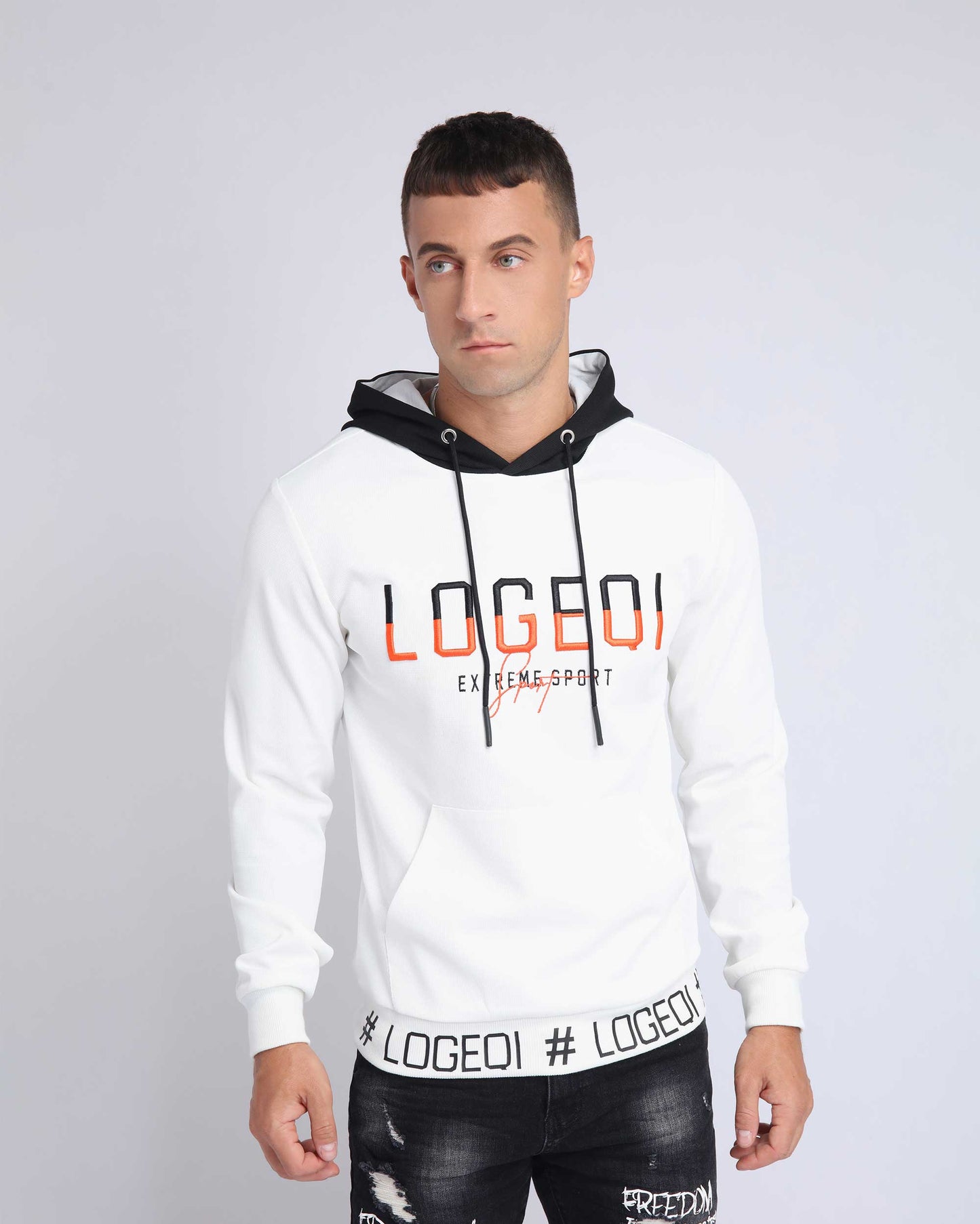 Contrast LOGEQI Logo Ribbed Hem Sweatshirt