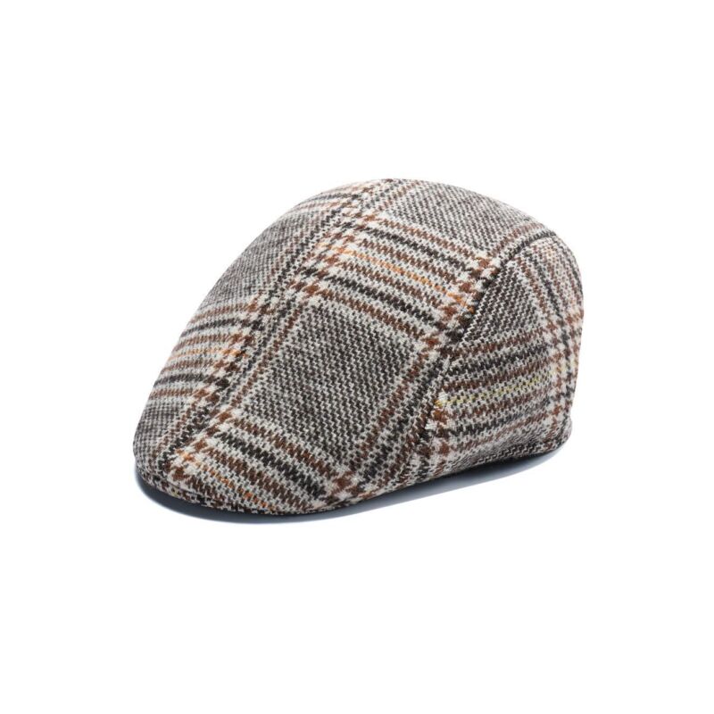 Mens Flat Cap Gatsby Tweed Baker Boy Hat Herringbone Newsboy Cap One Size