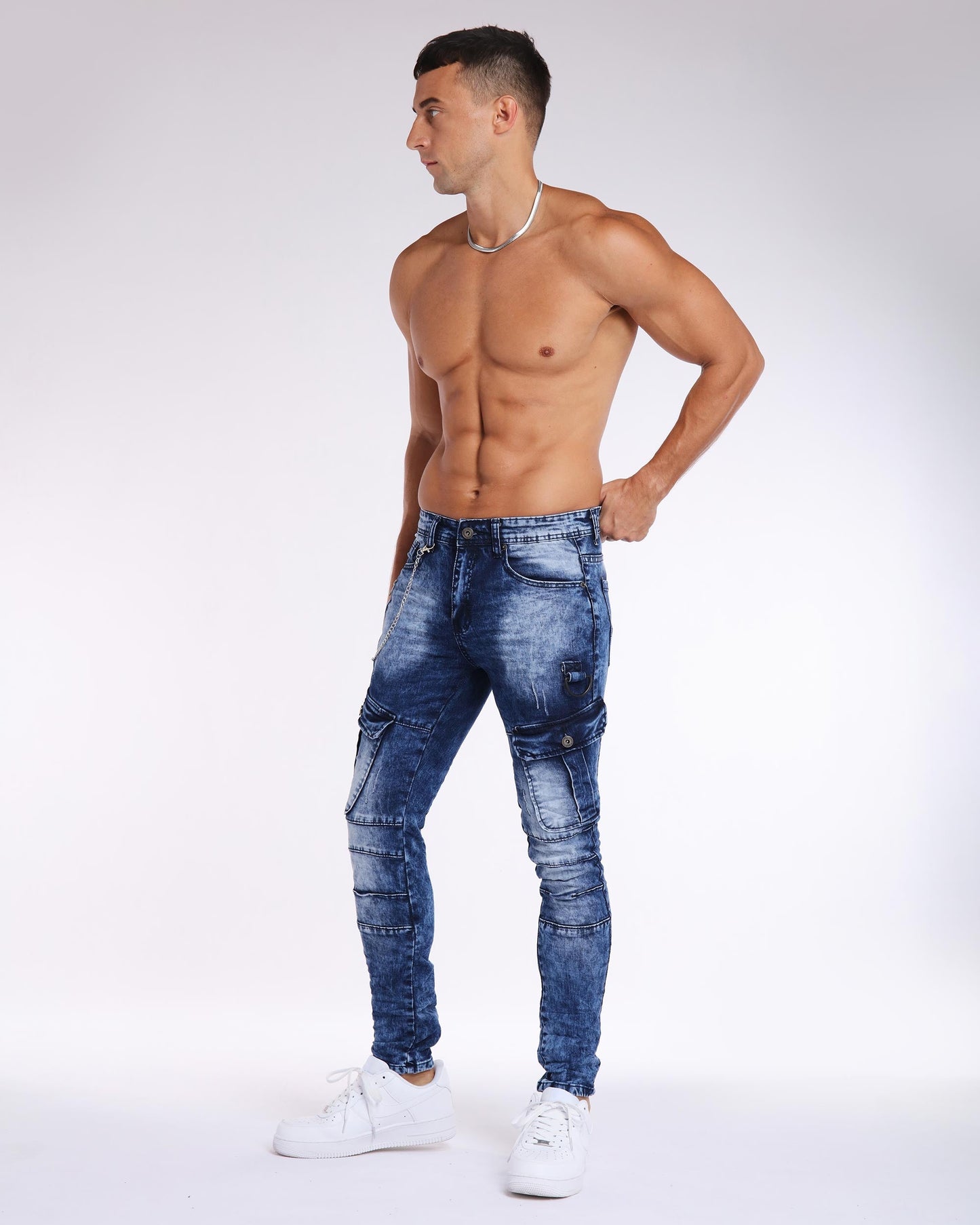 Dark Wash Workwear Slim Fit Blue Jeans