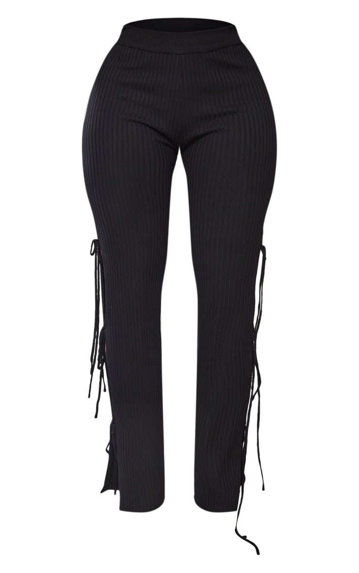 Shape Mocha Knit Tie Side Flared Trousers