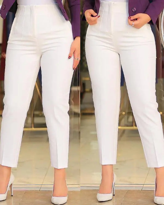 High Waist Cropped Work Pants