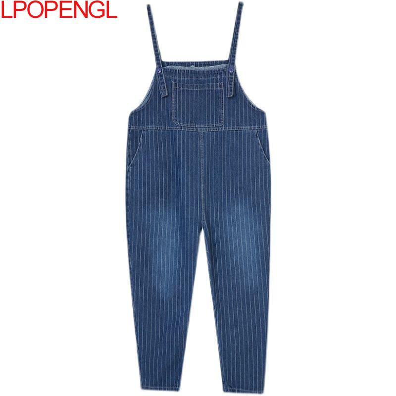 Art Stitching Denim Overalls