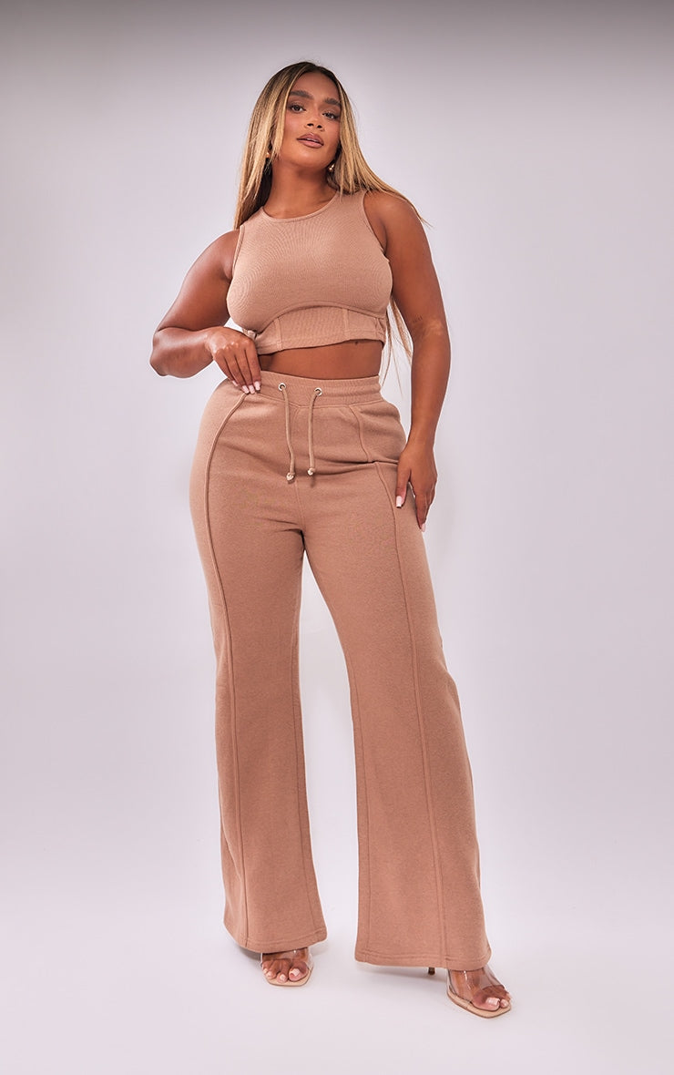 Shape Clay Binded High Waist Wide Leg Joggers