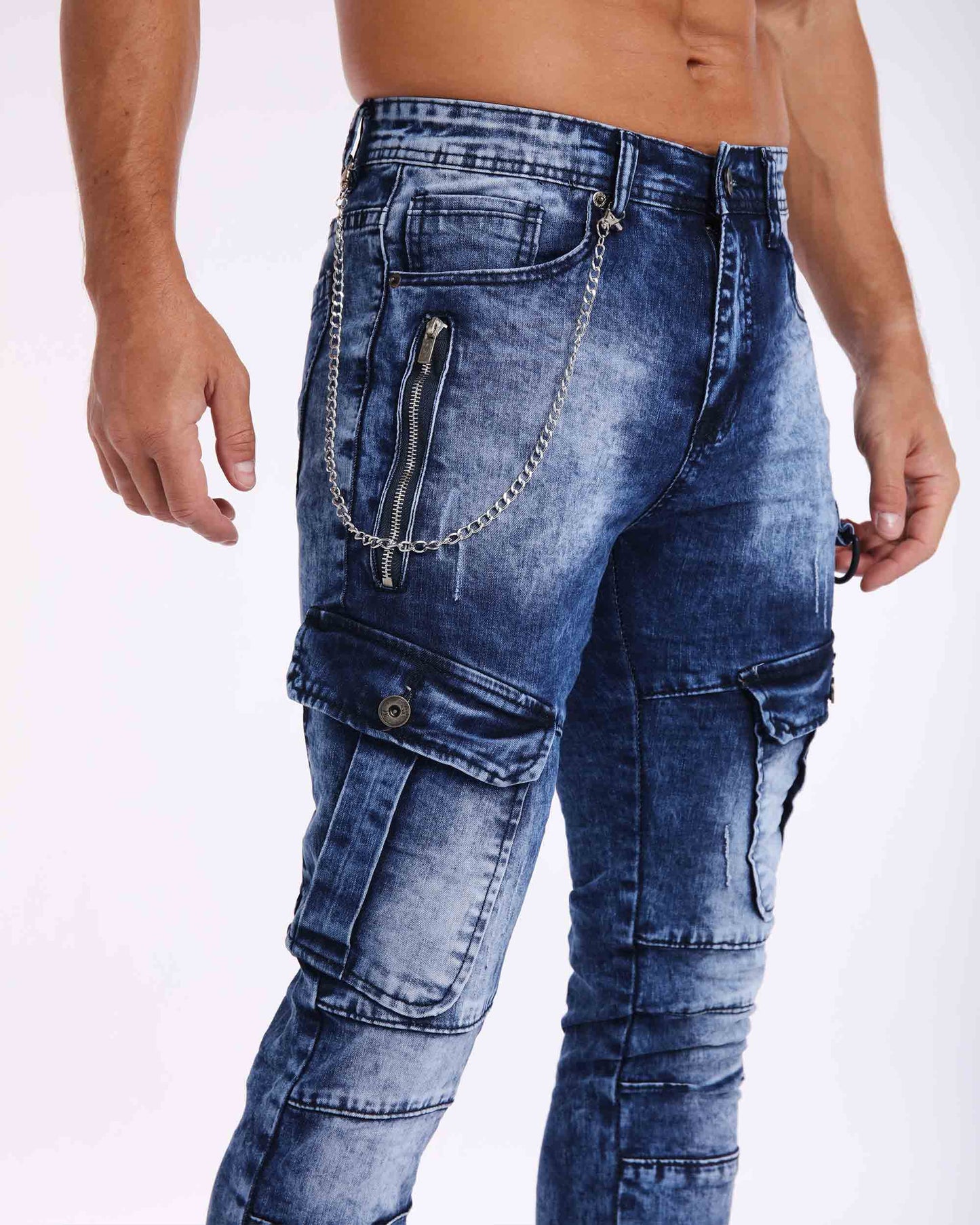 Dark Wash Workwear Slim Fit Blue Jeans