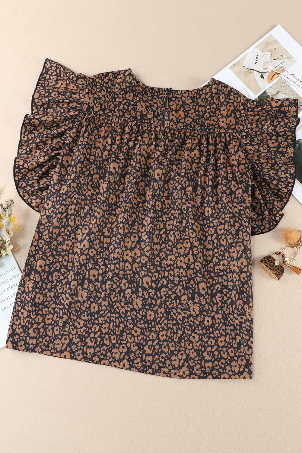 Black Plus Size Smocked Floral Blouse-9